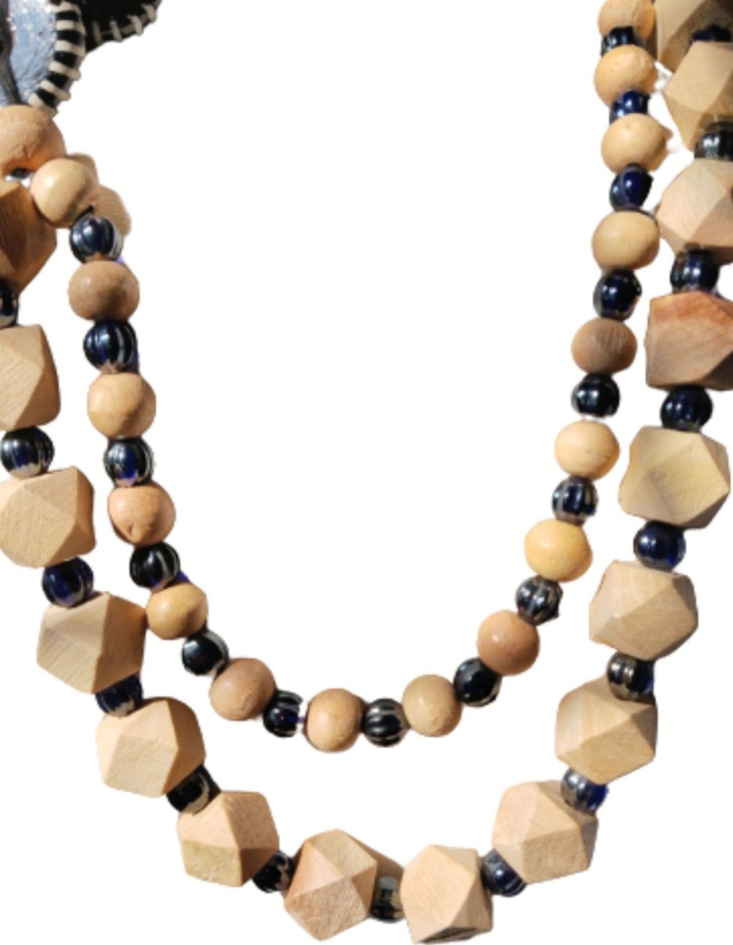 2 layer round and geometric beaded necklace