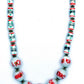 Red & white design  beads necklace
