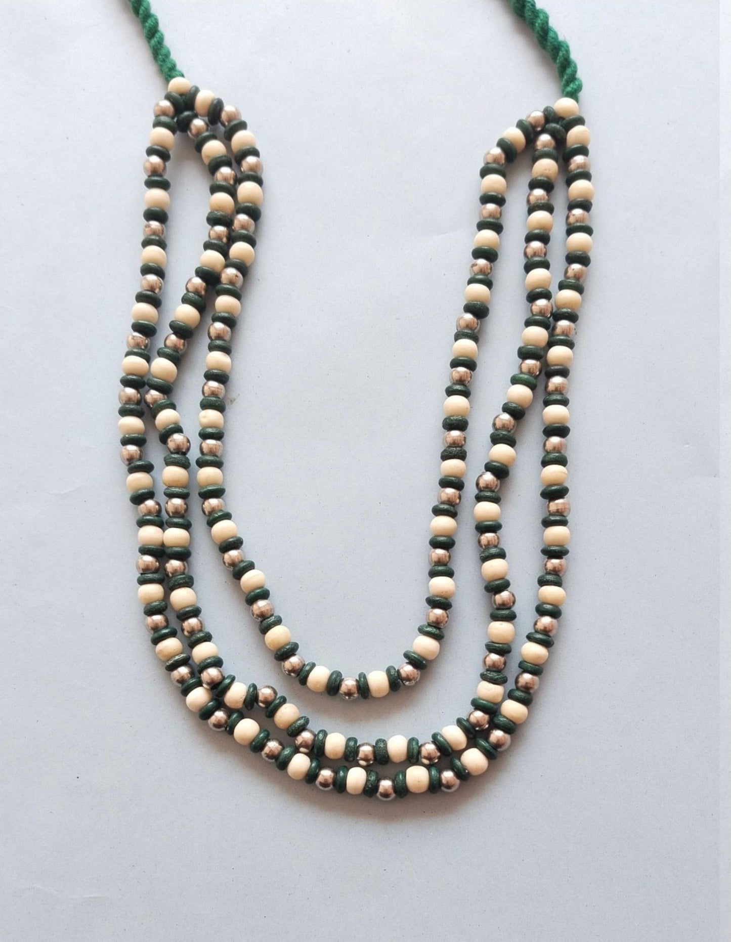 3 strands wood & beads necklace