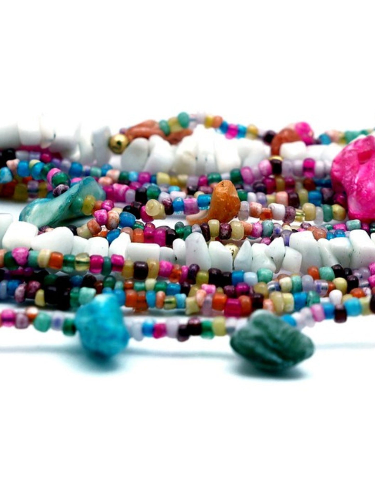 Multi layer with different color beads with stone  necklace