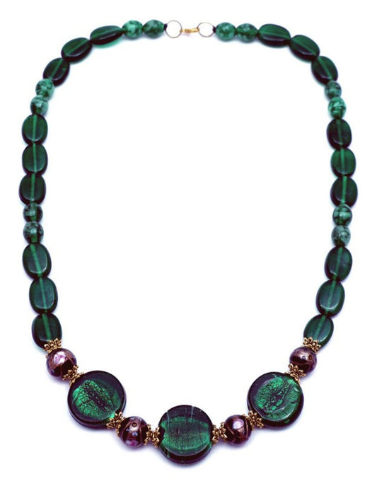 Natural green transparent Beads and resin necklace