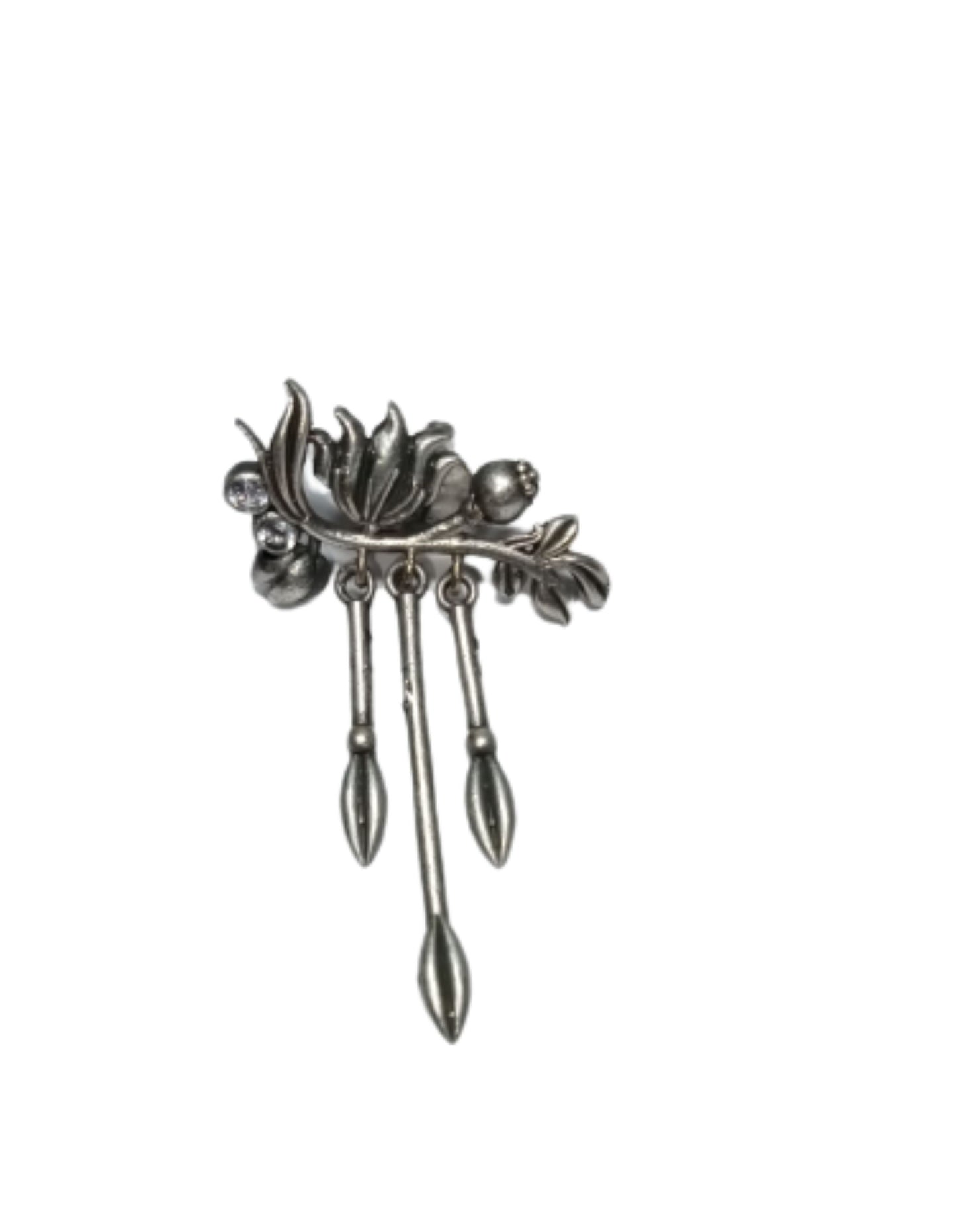 Oxidised earring with lotus design